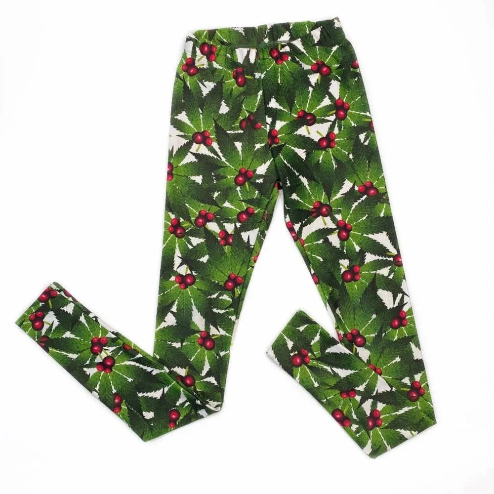 Poprageous Cannabis Christmas Leggings Size XS - Picture 1 of 7